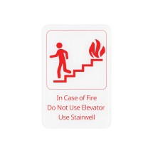 CAC China SCE9-SW04 Compliance Sign English In &quot;Case of Fire...Stairwell&quot; White 6&quot; x 9&quot; H
