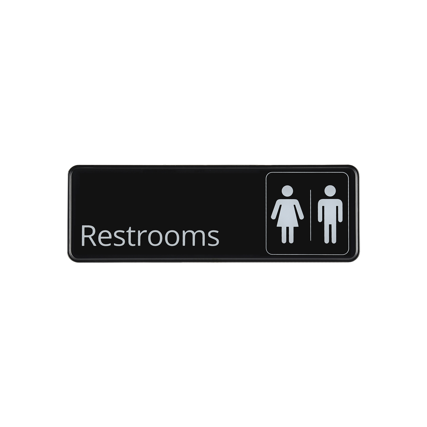 CAC China SCE3-RM24 Compliance Sign English "Restrooms" 9"x 3" H