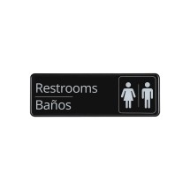 CAC China SCS3-RR07 Compliance Sign English/Spanish &quot;Restrooms&quot; 9&quot;x 3&quot; H