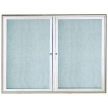 Aarco Products OWFC3648 Silver Indoor/Outdoor Waterfall Series 2 Door Enclosed Bulletin Board, 48&quot;W x 36&quot;H