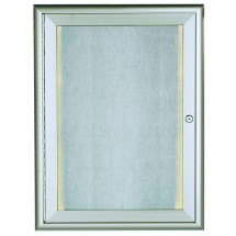 Aarco Products LOWFC2418 Silver Enclosed 1 Door Indoor/Outdoor Bulletin Board with Waterfall Style Frame and LED Lighting, 18&quot;W x 24&quot;H