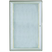 Aarco Products LOWFC3624 Silver Enclosed 1 Door Indoor/Outdoor Bulletin Board with Waterfall Style Frame and LED Lighting, 24&quot;W x 36&quot;H