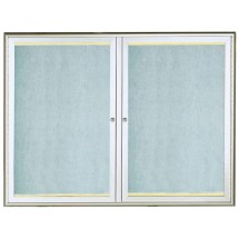 Aarco Products LOWFC3648 Silver Enclosed 2 Door Indoor/Outdoor Bulletin Board with Waterfall Style Frame and LED Lighting, 48&quot;W x 36&quot;H