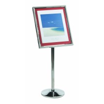 Aarco Products P-5C Single Pedestal Broadcaster- Chrome Frame with Menu Holder