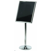 Aarco Products P-7C Single Pedestal Broadcaster- Chrome Frame with Markerboard