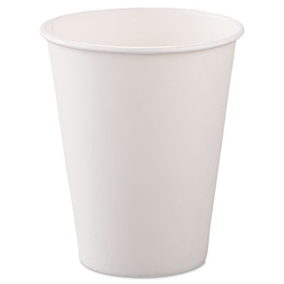 Single-Sided Poly Paper Hot Cups, 8oz, White, 50/Bag, 20 Bags/Carton
