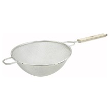 Winco MST-10S Single Mesh Medium Strainer with Wood Handle 10-1/4&quot;