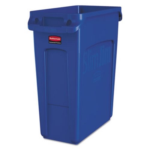 Slim Jim Recycling Container with Handles, 15.9 Gallon, Blue