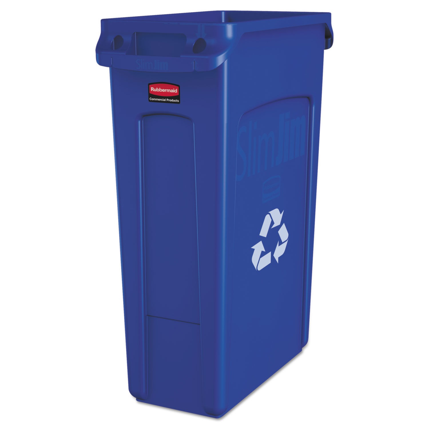Slim Jim Recycling Container with Venting Channels, 23 Gallon, Blue