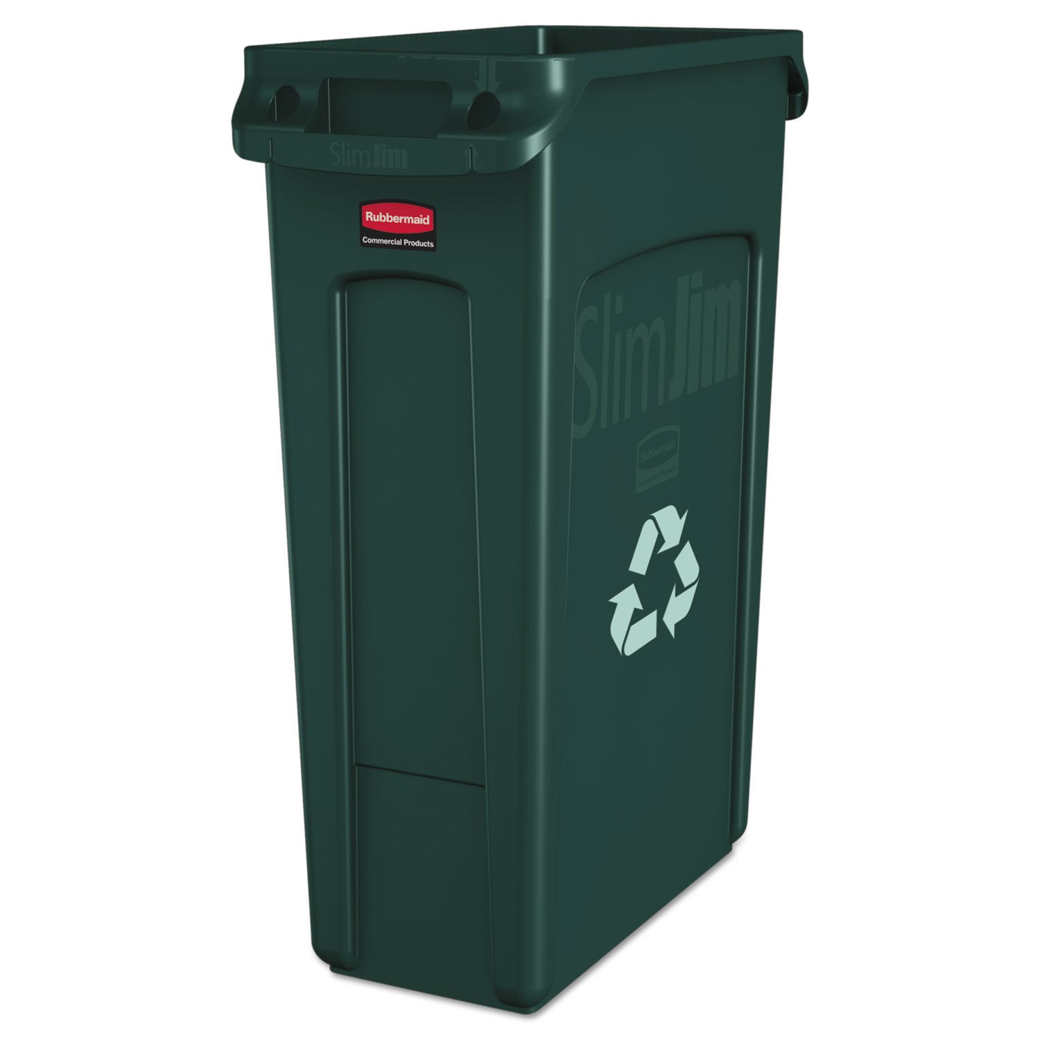 Slim Jim Recycling Container with Venting Channels, 23 Gallon, Green