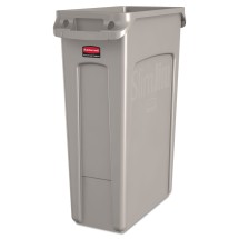 Slim Jim Trash Container with Venting Channels, 23 Gallon, Beige