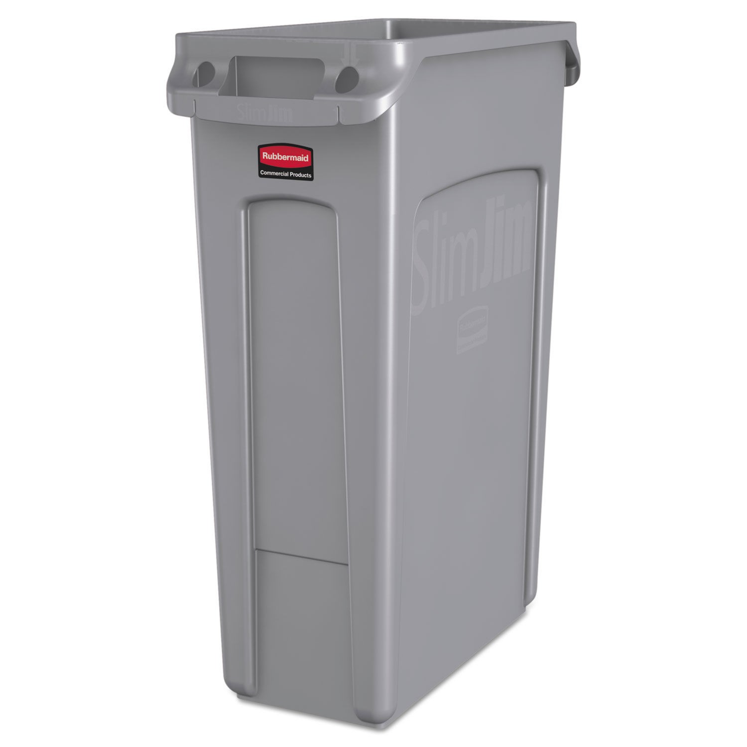 Slim Jim Trash Container with Venting Channels, 23 Gallon, Gray