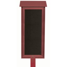 Aarco Products OPLD3416LSPP-7 Rosewood Slimline Series Top Hinged Single Door Plastic Lumber Message Center with Letter Board with Posts, 16&quot;W x 34&quot;H