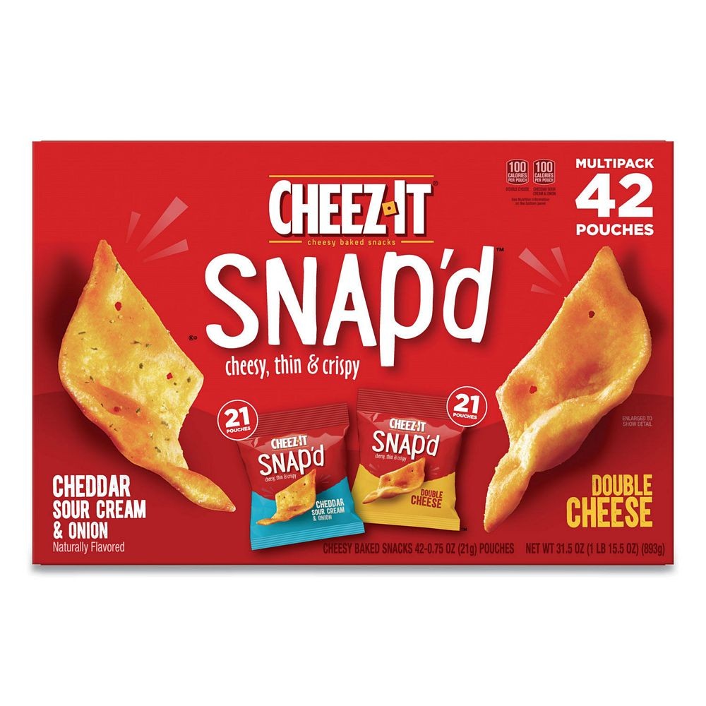 Snap'd Crackers Variety Pack, Cheddar Sour Cream and Onion; Double Cheese, 0.75 oz. Bag, 42/Carton