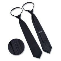 Henry Segal STR-Z Solid Black Poly Satin Pre-Knotted Straight Zipper Tie