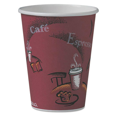 Solo Bistro Design Paper Hot Drink Cups, Maroon, 12 oz., 50/Pack