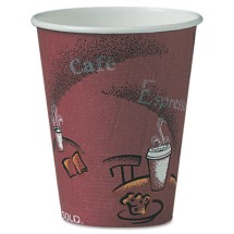 Solo Bistro Design Hot Drink Cups, Paper, 8oz, Maroon, 500/Carton