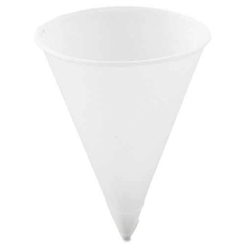 Dart Cone Water Cups, Paper, 4 oz., Rolled Rim, White, 5000/Carton