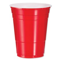 Solo Plastic Party Cold Cups, 16 oz., Red, 1000/Carton