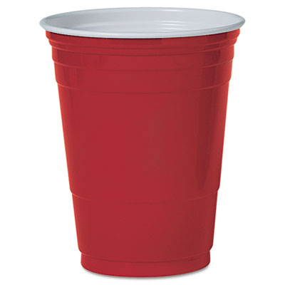 Solo Plastic Party Cold Cups, 16 oz., Red, 50/Pack