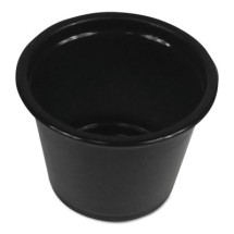 Souffle/Portion Cups, 1 oz, Polypropylene, Black, 20 Cups/Sleeve, 125 Sleeves/Carton