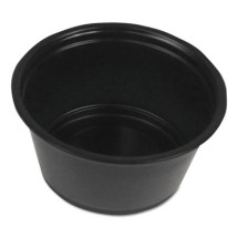 Souffle/Portion Cups, 2 oz, Polypropylene, Black, 20 Cups/Sleeve, 125 Sleeves/Carton