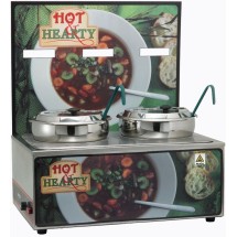 Winco ESM-27HH Soup Merchandiser "Hot Hearty" with Two 7 Qt. Insets with Menu Board