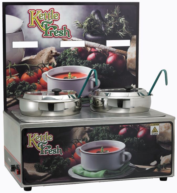 Winco ESM-27KF Soup Merchandiser "Kettle Fresh" with Two 7 Qt. insets with Menu Board