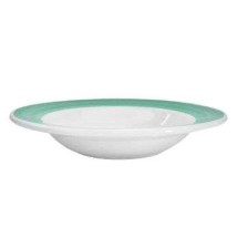 CAC China R-3-G Rainbow Green Rolled Edge Rim Soup Plate 12 oz.