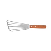 CAC China TNRW-SP73 Stainless Steel Spatula Slotted with Wood Handle 6-3/4&quot;