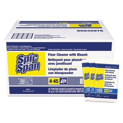 Spic and Span Floor Cleaner with Bleach, 2.2 oz. 45 Packets.Carton 