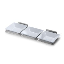 Rosseto SM215 Spice Shelf with Stainless Steel Frame & 3 Porcelain Bowls 14&quot; x 4.5&quot; x 2&quot;