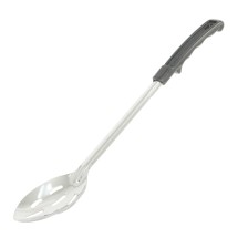 CAC China SBSL-15BH Slotted Stainless Steel Basting Spoon 1.2mm with Black Handle 15&quot;