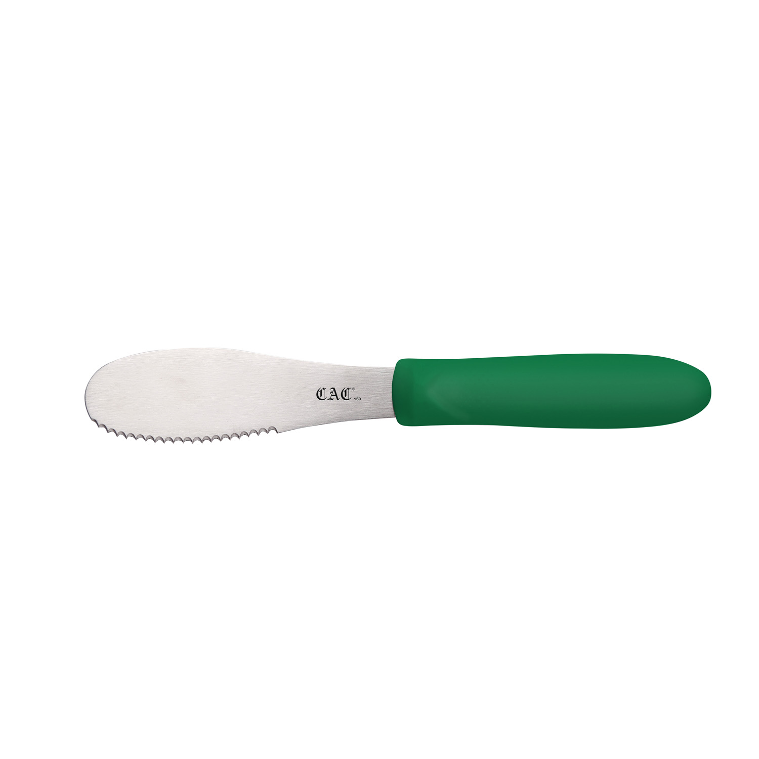 CAC China SPSP-4GN Green Serrated Spreader with Plastic Handle 3-7/8"