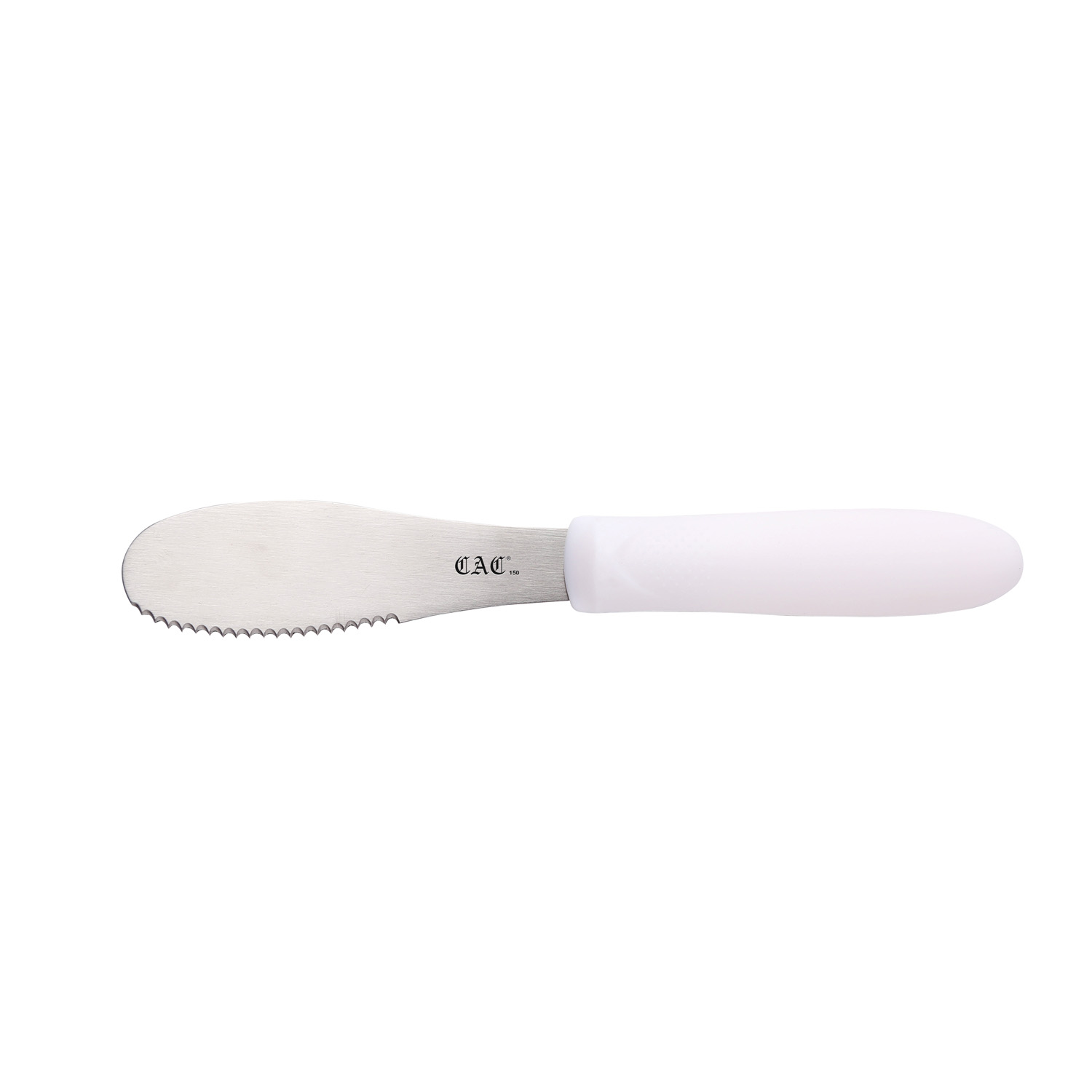 CAC China SPSP-4WT White Serrated Spreader with Plastic Handle 3-7/8"