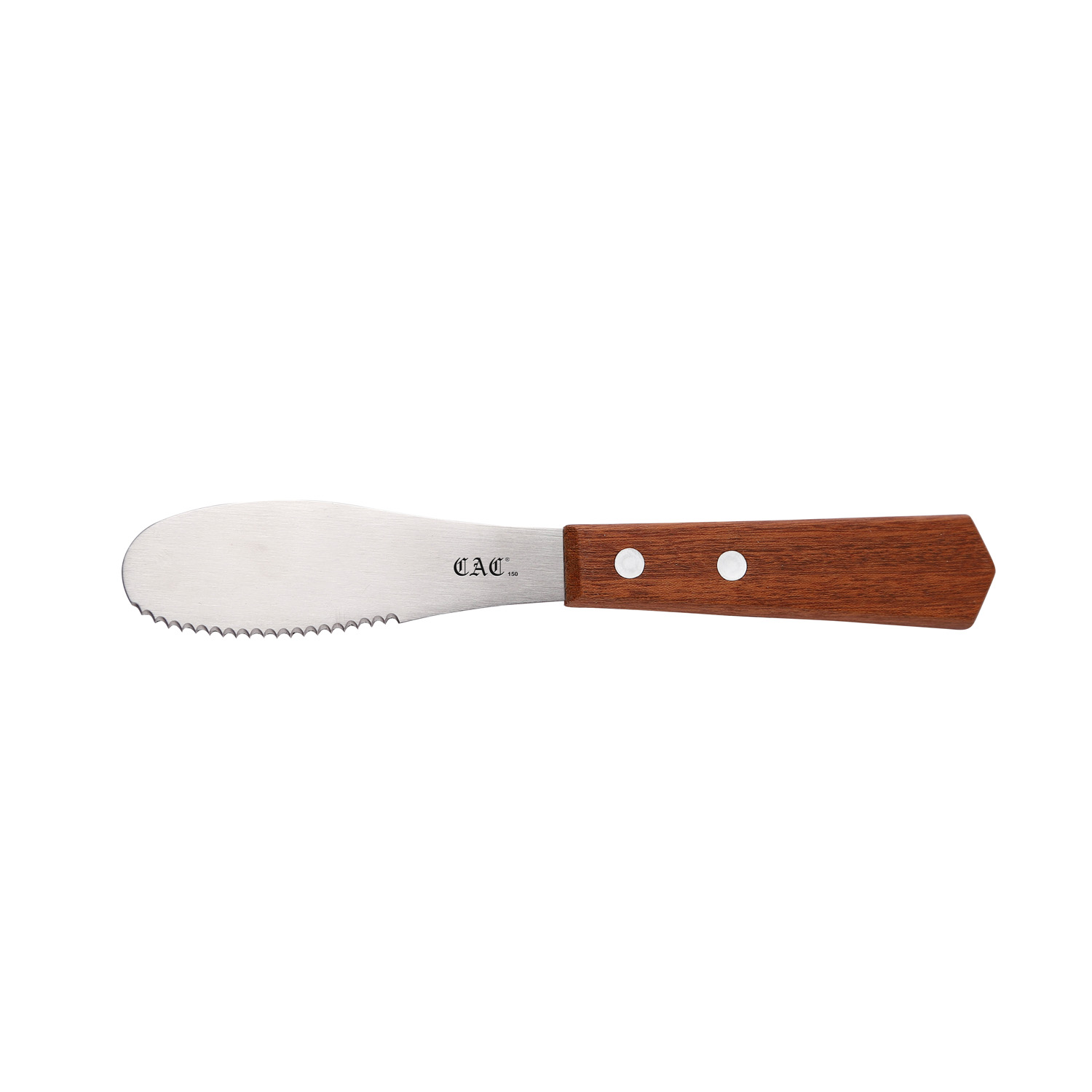 CAC China SPSW-4 Serrated Spreader with Wood Handle 3-3/4"