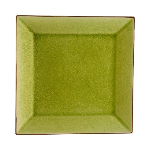 CAC China 6-S16-G Japanese Style Square Plate, Golden Green 10 1/2"