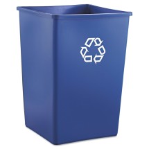 Square Recycling Can, 35 Gallon, Blue