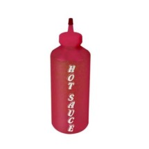 Franklin Machine Products  280-1566 Squeeze Dispenser, 12 oz., Labeled &quot;Hot Sauce&quot;, Red Plastic