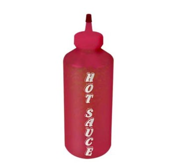 Franklin Machine Products  280-1566 Squeeze Dispenser, 12 oz., Labeled "Hot Sauce", Red Plastic