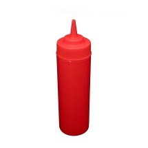 CAC China SQBT-W-12R Red Wide-Mouth Plastic Squeeze Bottle 12 oz. - pk
