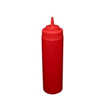 CAC China SQBT-W-24R Red Wide-Mouth Plastic Squeeze Bottle 24 oz.