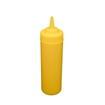 CAC China SQBT-W-12Y Yellow Wide-Mouth Plastic Squeeze Bottle 12 oz.