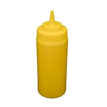 CAC China SQBT-W-16Y Yellow Wide-Mouth Plastic Squeeze Bottle 16 oz.