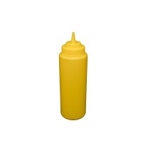 CAC China SQBT-W-32Y Yellow Wide-Mouth Plastic Squeeze Bottle 32 oz.