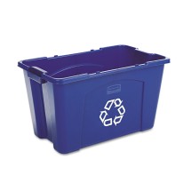 Stacking Recycle Bin, Rectangular, 18 Gallon, Blue