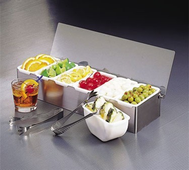 TableCraft 1604 Stainless Steel 4-Compartment Condiment Holder, 11-3/4" x 3-1/2"