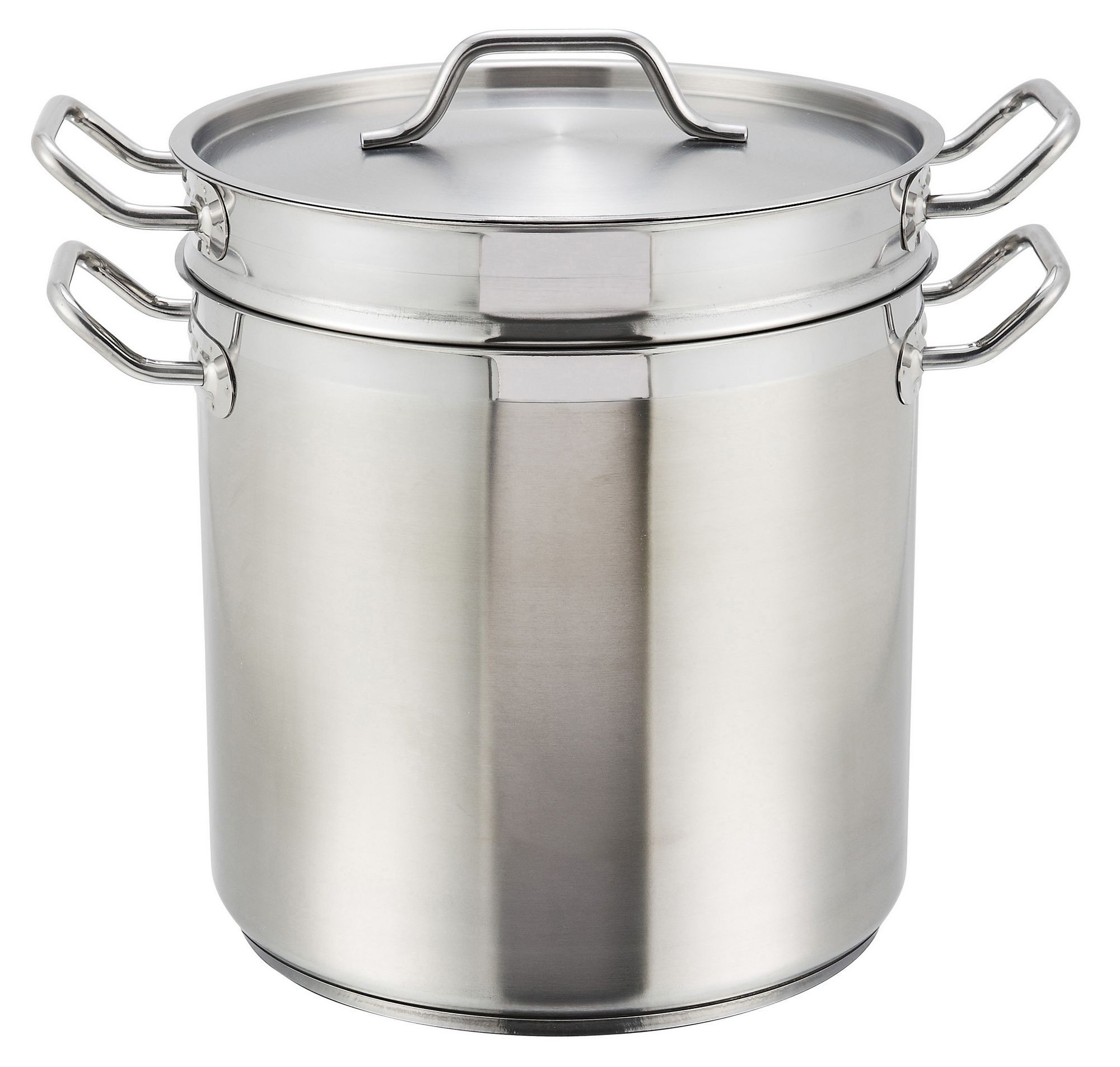 Winco SSDB-16 Stainless Steel 16 Qt. Double Boiler with Cover