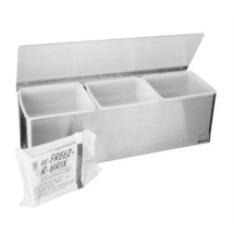Franklin Machine Products  150-3530 Stainless Steel 3-Section Condiment Tray with Plex Lid