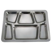 Winco SMT-2 Stainless Steel 6-Compartment Mess Tray, Style B